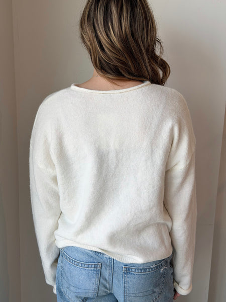 An Essential Cardigan in Ivory