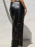 Lucky Leather Maxi Skirt in Black