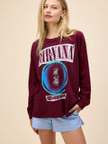 Nirvana Bait Long Sleeve Merch Tee in Dark Cherry