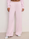 Brushed Fleece Wide Leg Pant in Washed Cotton Candy