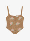 Rose Beaded Bustier in Tan