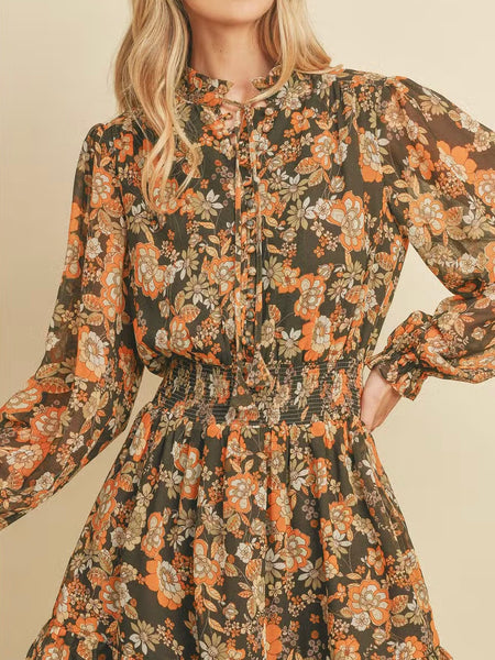 Secret Garden Mini Dress in Olive
