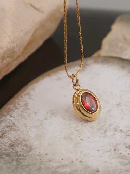 Cornelia Gemstone Necklace in Red