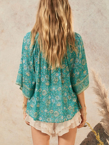 Elysian Short Sleeve Blouse in Jade