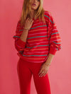 Devyn Oversized Sweatshirt in Strawberry Smoothie Stripe