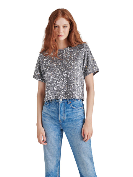 Cressa Sequin Top in Grey