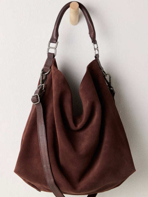 Suzie Suede Slouch Tote in Espresso