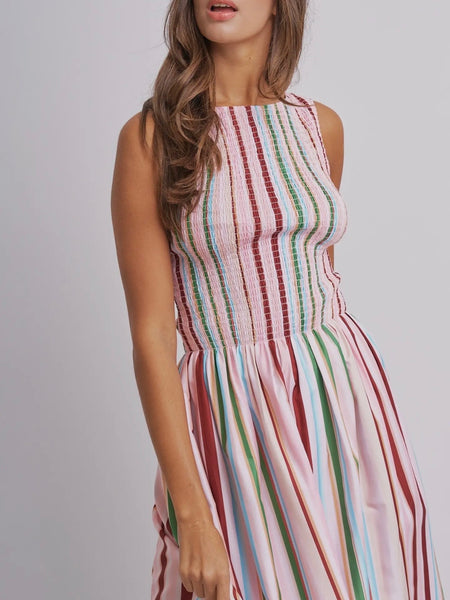 Under The Big Top Maxi Dress in Multi Stripe