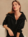 Catherine Half Zip Sweat in Black