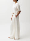 Delphine Pleated Denim Wide Leg in Off White