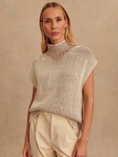 Lauren Plated Knit Tank in Cocoa Dust