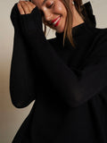 Nova Cashmere Roll Neck Sweater in True Black