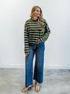 Piper Cabana Stripe Cardigan in Olive & Blue