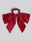 Holiday Satin & Rhinestone Bow Scrunchie