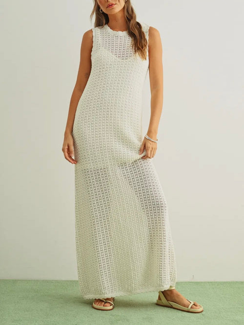 Back At It Knit Maxi Dress in White