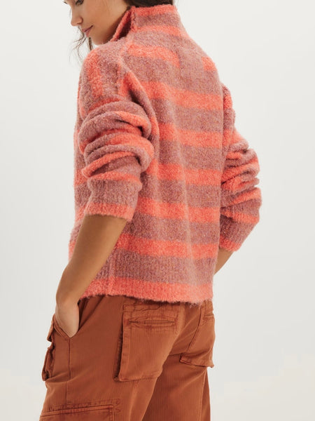 WTF Button Collection Cardigan in Peach Combo