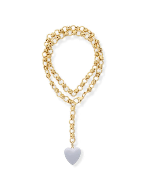 Rowan Heart Long Necklace in White