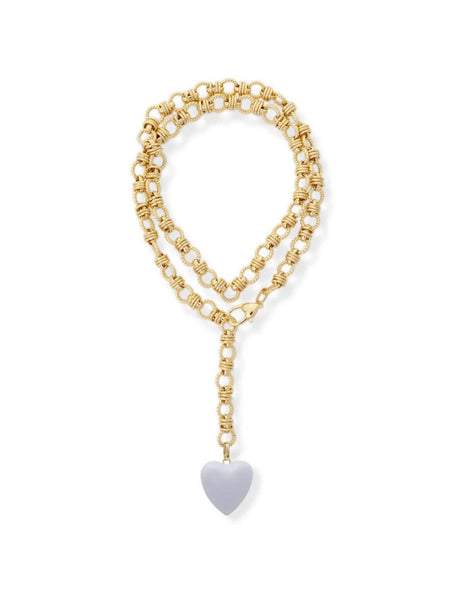 Rowan Heart Long Necklace in White