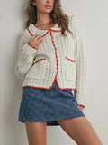 Just A Hint Knit Sweater in Ivory & Red