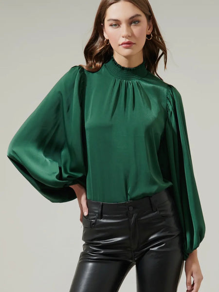 High Society Blouse in Emerald