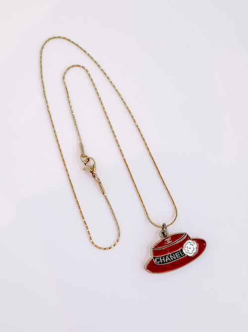 Repurposed Red Hat Necklace