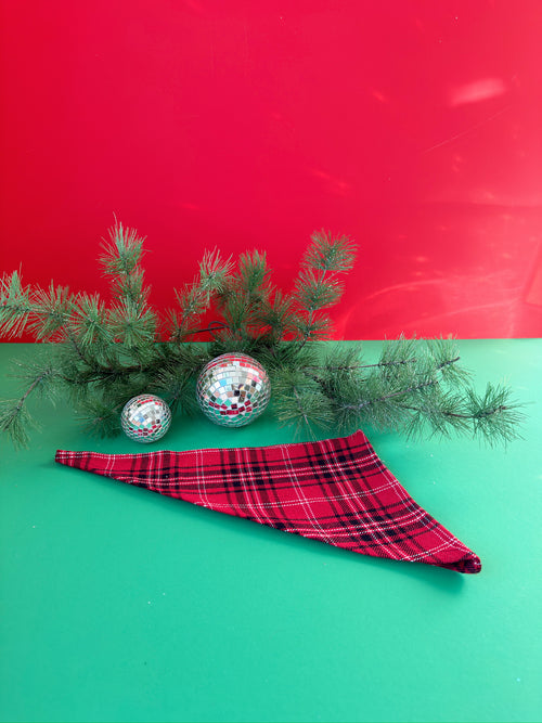 Flannel Dog Scarf in Red Berry