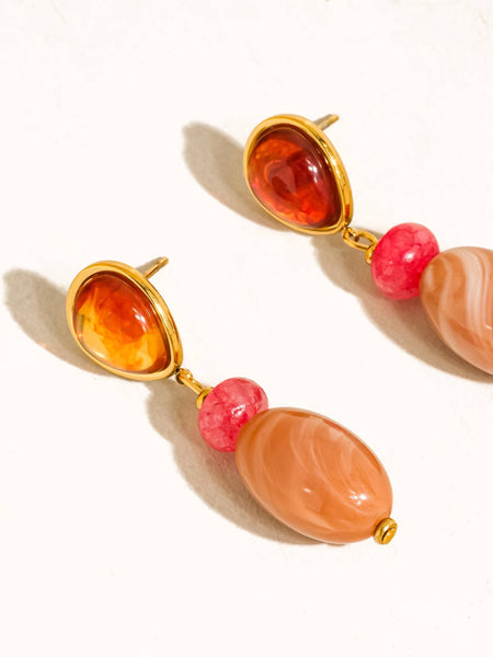 Burée Beaded Earrings in  Pink