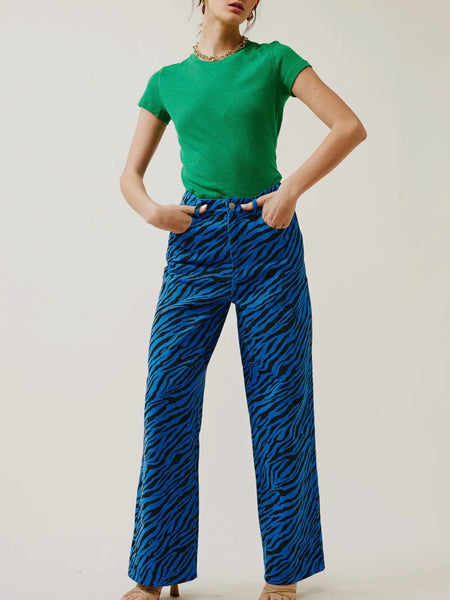 Wild Wonder Zebra Pant in Blue