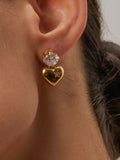 Annika CZ Heart Dangle Earrings