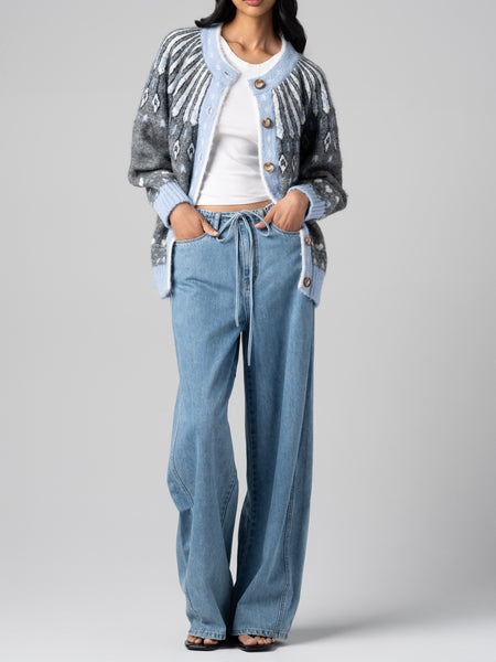 Hot Take Fairisle Sweater in Grey & Blue