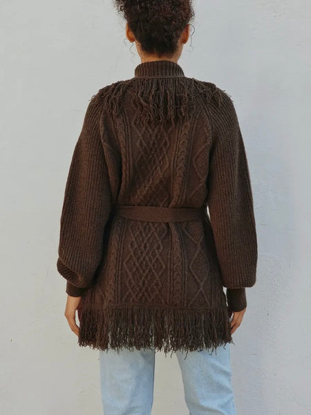 Forever In Fringe Cardi in Umber