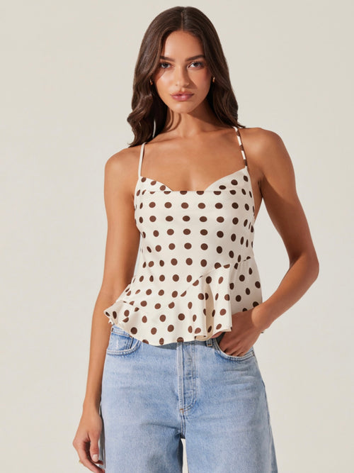 Everli Top in Brown Polka Dot