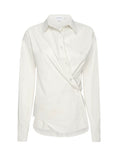 Stretch Poplin Button Shift Shirt in Cloud White
