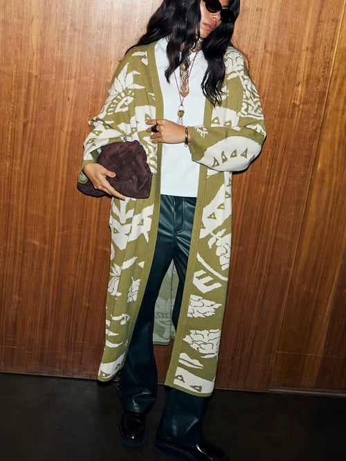 Amara Knit Coatigan in Olive