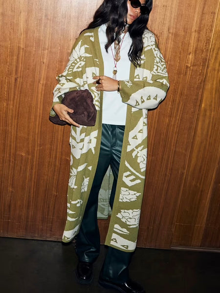 Amara Knit Coatigan in Olive