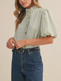 Ruffles At The Resort Button Up in Seafoam Green