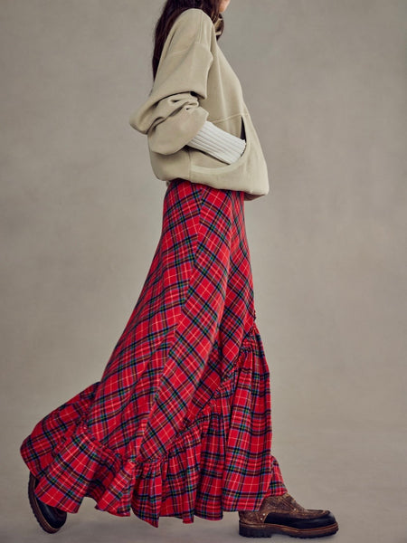 Emberwood Plaid Maxi in Red
