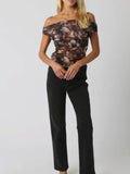 Off Kilter Mesh Top in Black