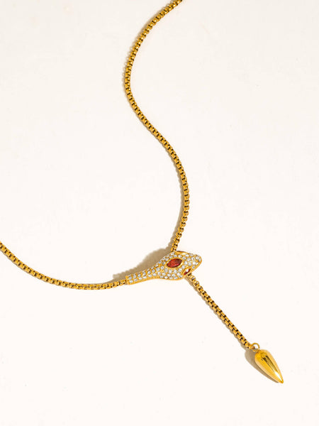 Nash CZ Snake Lariat Necklace