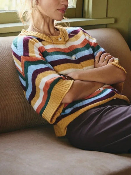 Maple Street Stripe Cardigan in Mustard