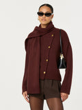 Jackeline Scarf Cardigan in Wine