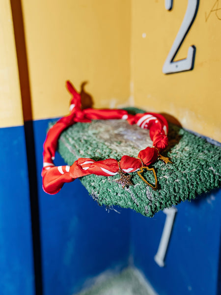 CHIEFS Bandana Charm Necklace in Red & Arrow Hammered Star