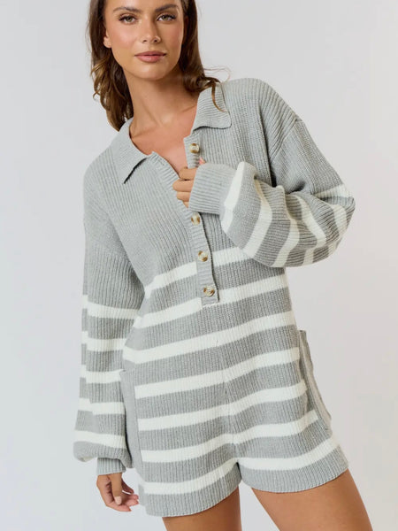 Don't SWEATer It Romper in Grey