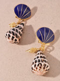 Conch Shell Earrings in Blue