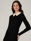 Mozza Embellished Knit Top in Black