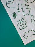 Holiday Embroidered Tea Towel in Green