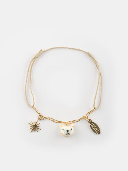 Beetle Cord Bracelet in Blue & Gold