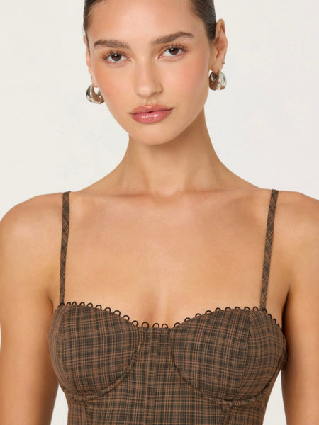 Baylin Top in Brown Plaid