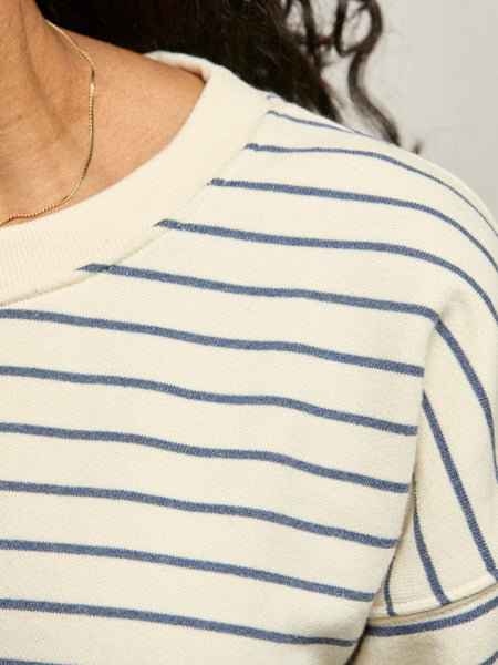 Niall Fleece Pullover in Navy Stripe
