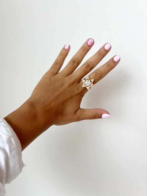 Porcelain Sun Statement Ring